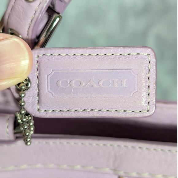 Coach Hampton lilac pebble leather hand bag Purse Satchel Light Purple Y2K - Picture 14 of 15